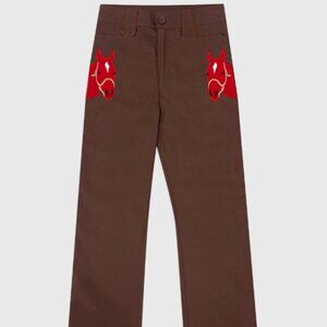 🔥 RARE UUUNTLD Horse Embroidered Brown Trousers 🔥